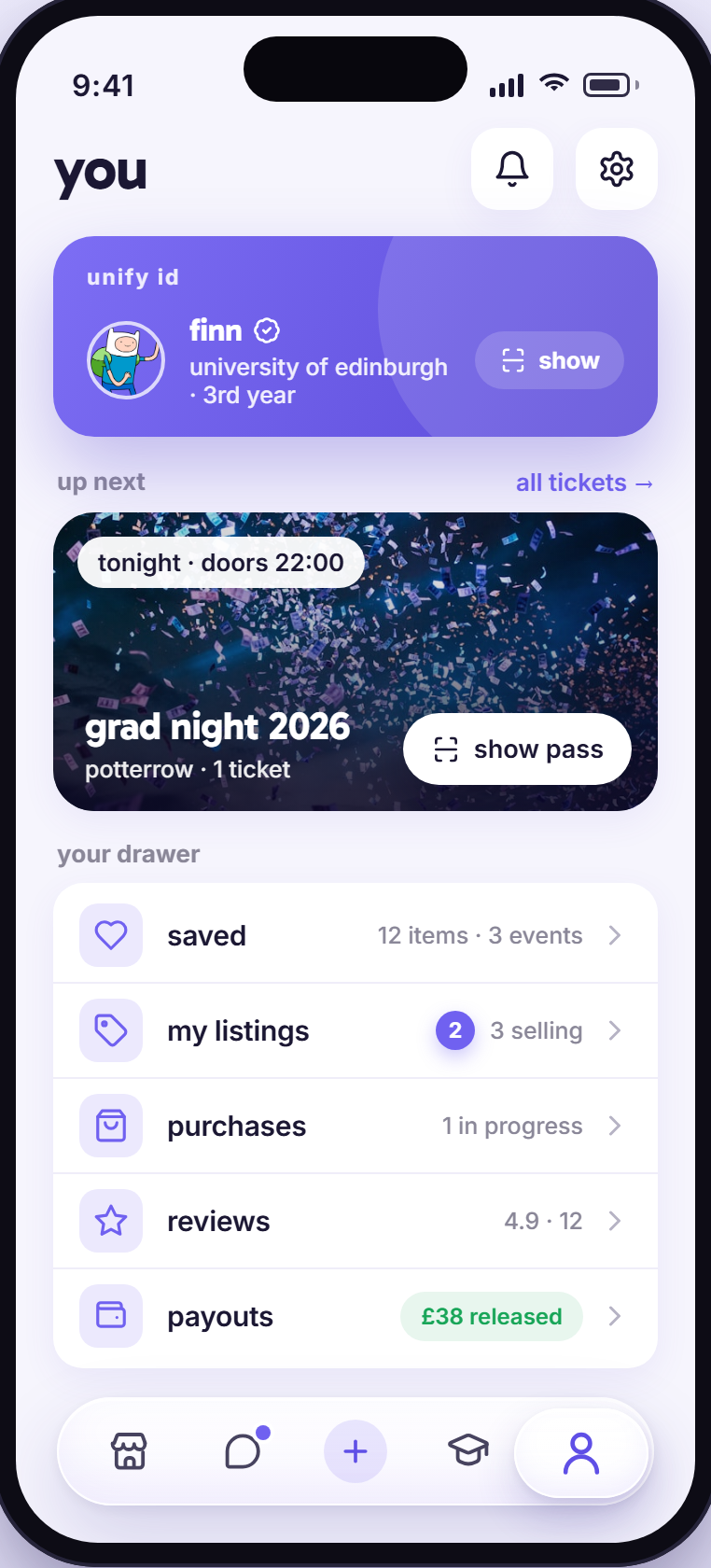 your unify profile and wallet